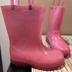 Girls pink sparkly light up rain boot